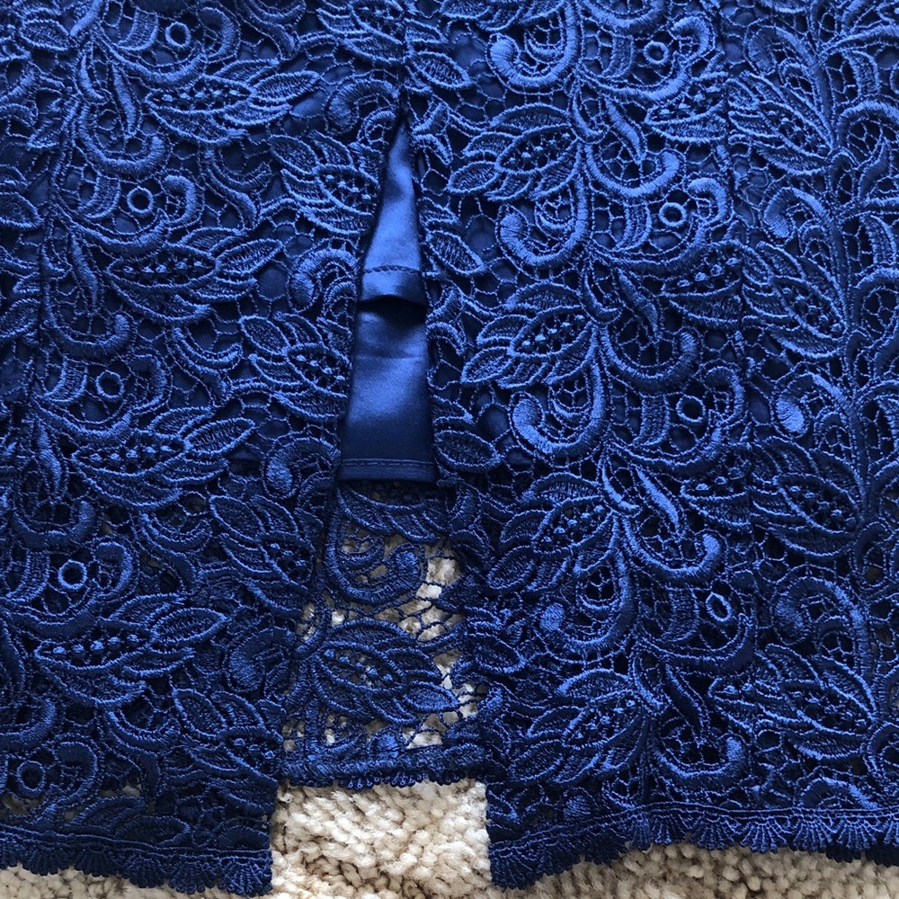 White House Black Market Red & Navy Lace Midi Sheath Dresses - Picture 12 of 12